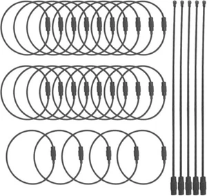 Schwerlast Edelstahl Schraube Verschluss Draht Schlüsselanhänger Kabel Schlüsselringe Halter UK - Bild 1 von 9