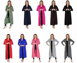 Women Maxi Long Length Boyfriend Cardigan Collared Top Long Full Sleeve Floaty.. - Picture 1 of 16