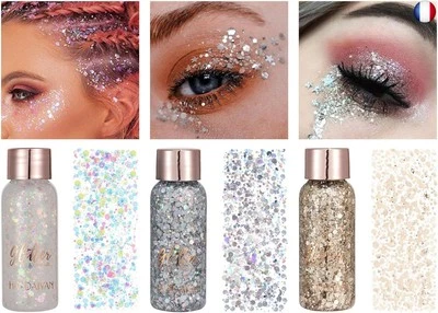 ‎OWELTH Owelth 3 Couleurs Body Glitter Gel, Paillettes Chunky Maquillage Glitter de