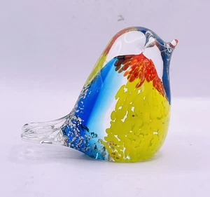 Multi Color Speckled Art Glass Bird Paperweight 3” x 3” - Picture 1 of 5