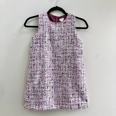 Crewcuts Factory Tweed Shift Dress Girls' Size 8 Purple White Sleeveless J.Crew - Image 1 of 4