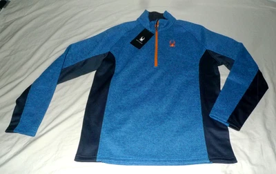 Sudadera Pullover Spyder 1/4 Cremallera Para Hombre Grande Azul Negro Manga Larga Foto 1 de 4