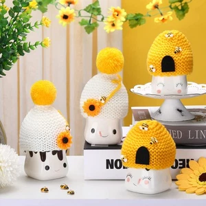 Aoriher 4 Pieces Marshmallow Mug Hats Summer Mini Knitted Toppers - Picture 1 of 7