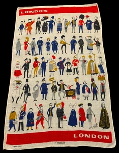 Circa 60s ULSTER Irish Linen Tea Towel LONDON Characters EXC - Picture 1 of 9