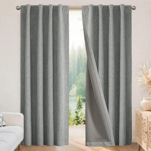 Cortinas Blackout para Dormitorio - 100% Bloqueo de Luz 2 Paneles Gris Claro Cortina... - Imagen 1 de 9