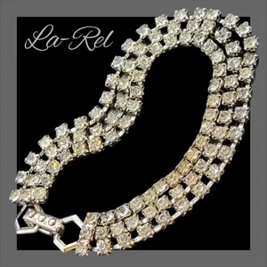 Vintage LA REL Bracelet 3-STRAND RHINESTONE 7.25" CHIC Cocktail FORMAL Madmen - Picture 1 of 14