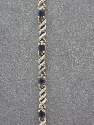 Pulsera Tenis Ross Sumons Plata Esterlina Zafiros Azules Oro Vermeil Infinity Foto 1 de 4