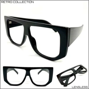 Oversized RETRO Style Large Thick Black Lensless Eye Glasses Frame Only NO Lens - Picture 1 of 8