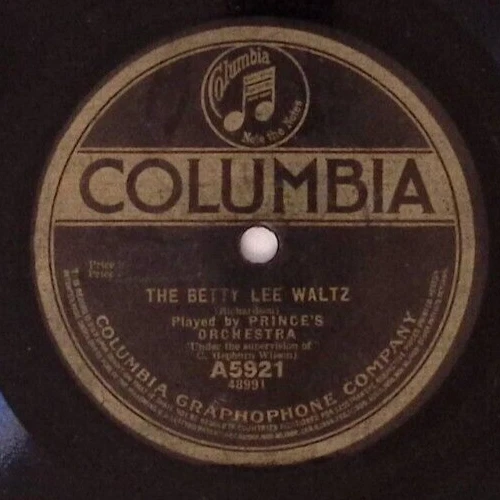 PRINCE'S ORCHESTRA THE BETTY LEE WALTZ COLUMBIA RECORDS 12 INCH 78 RPM 207-66 - Imagem 1 de 3