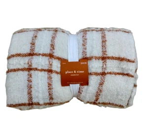 Place & Time Modern Folk Rust and Cream Throw Blanket (50 x 60 in) New w/Tags - Picture 1 of 7
