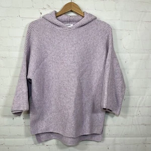Old Navy Sweater Womens Small Medium Purple Ribbed 3/4 Sleeve Hoodie Sweater - Picture 1 of 12