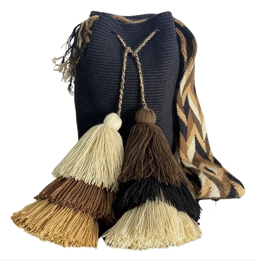 Wayuu Mochila - Diseño con 6 Campanas | Bolso Original Hecho a Mano de Colom Foto 1 de 1