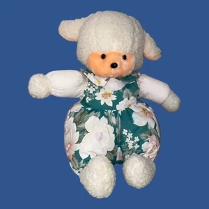 Schaf Lamm Stofftier Plüsch Creme Sherpa Struktur Blumen Outfit Stuffy 14 Zoll - Bild 1 von 8
