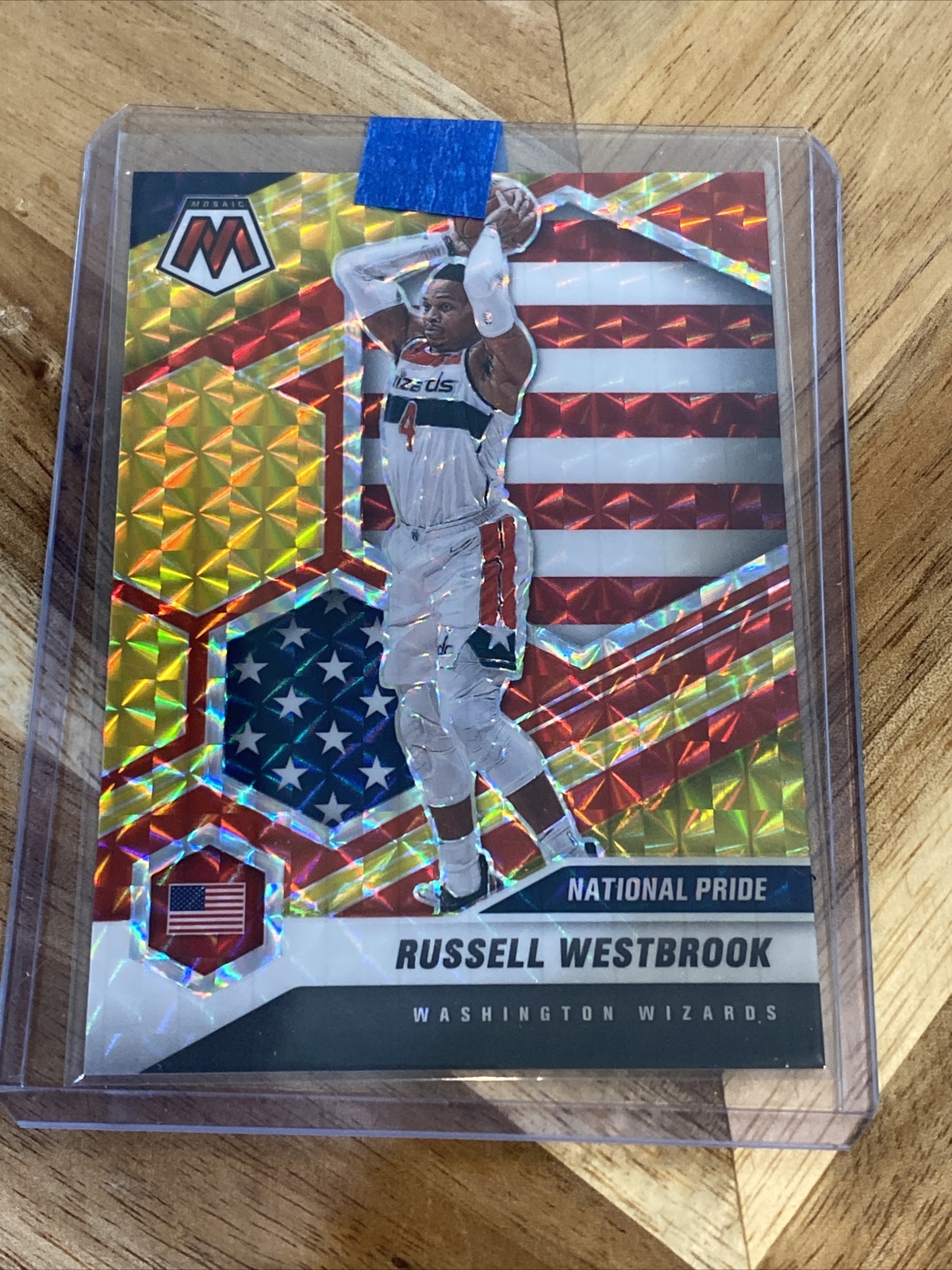 RUSSELL WESTBROOK 2020-21 MOSAIC CHOICE RED YELLOW SP /88 FUSION NATIONAL PRIDE