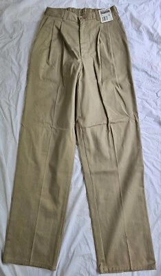 NEW tan School Uniform Basic Editions Tan casual Pants 30 X 32 Front Pleats Boys - Image 1 of 2