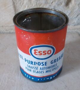 Vintage ESSO Anti Purpose Grease pot oil can auto old antique France french