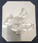 Made in Italy Bonwit Teller Pisces Fish Relief Paper weight plaque Silver/Brass