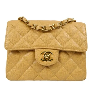 Chanel Beige Calfskin Mini Classic Square Flap Shoulder Bag 17 161258 - Picture 1 of 8