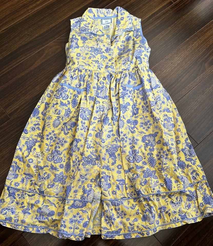 April Cornell Girls Sleeveless Dress Size 3/4 Yellow Lavender Floral EUC SUPERB! - Image 1 of 4