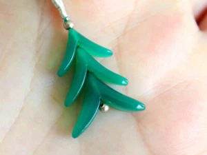 One of a Kind Rare Natural Green Onyx Fancy Center Drilled Gemstone Beads - Picture 1 of 7