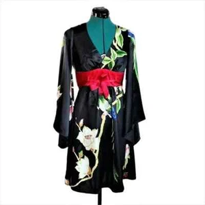 Voom by Joy Han Silk Kimono Dress, Short, Size Extra Small - Picture 1 of 9