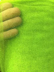 Tessuto per eventi decorazione tulle glitter scintillante VERDE NEON (60 pollici) Venduto BTY - Foto 1 di 1