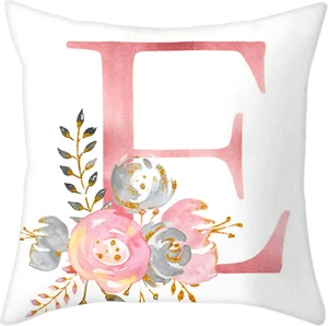 Throw Pillow Covers Alphabet Decorative Pillow ABC Letter Flowers Cushion Covers - Picture 1 of 6