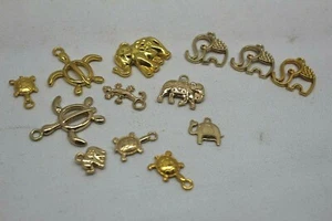 13 Stck. Charm Goldfarben Elefant Gekco Schildkröte Siehe Fotos Kostenloser Versand - Bild 1 von 4
