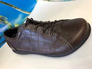 DANSKO Leather Mary Jane Lace Shoes Women's 39 (US 7.5) Chocolate BROWN Low Heel - Picture 1 of 9