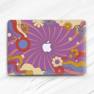 Psychedelic Flowers Retro Hippie Hardcase für Macbook Air 13 Pro 16 13 14 15 - Bild 1 von 4