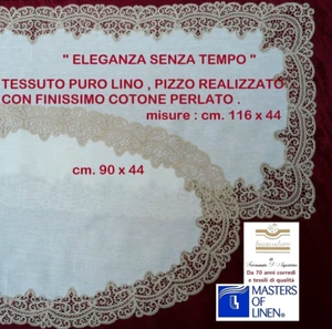 2 STRISCIE LINO PIZZO TOMBOLO CANTU' FATTO A MANO , COORDINATO - Picture 1 of 15