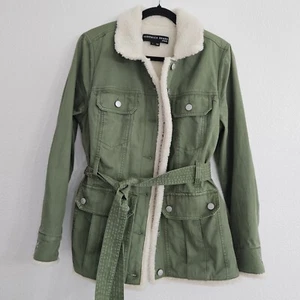 Veronica Beard Coppen Sherpa-Jacke aus Twill mit Gürtel grün Größe Small 598 $ - Bild 1 von 17