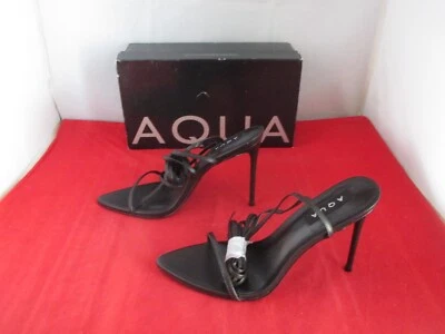 Aqua Mandy Wrapping Ankle Straps  Heeled Sandals $118 - US Size 9 - Black - 1130 - Image 1 of 4