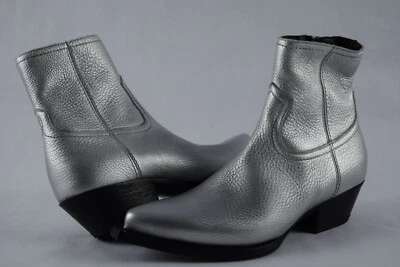 NUEVO EN CAJA Botas para mujer YSL Saint Laurent Western Lukas cuero envejecido plateadas 37,5  Foto 1 de 4