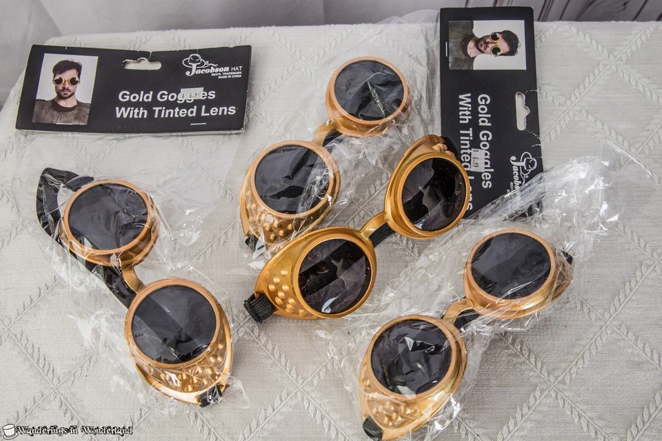Wholesale Lot 4 Gold Goggles Tinted Lens Steampunk Retro NWT - Image 1 of 2