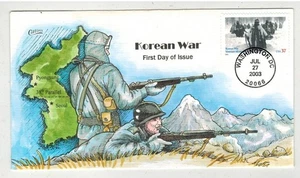 COLLINS HANDPAINTED FDC 3803 KOREAN WAR SOLDIERS& MAP OF KOREA - Picture 1 of 1