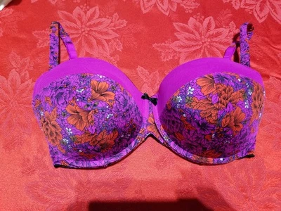 Gilligan & Omalley 40D 紫色和橙色钢圈文胸 #17730 全新无标签 — 第 1/3 张图片