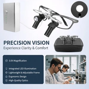 5.0X Dental Medical Magnifier Binocular Ergo Loupe Optical Lens+5W LED Headlight - Picture 1 of 24