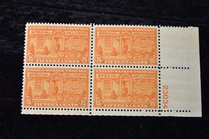 UNITED STATES 1927-31 15 c SPECIAL DELIVERY S E16 PLATE BLOCK w#s-MNH - Picture 1 of 3