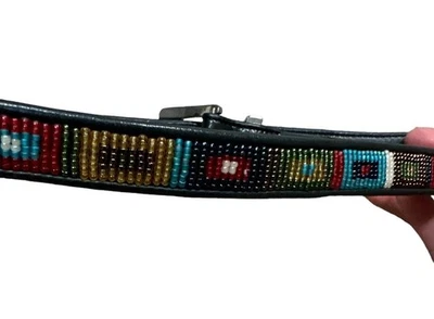 Brighton Womens Belt Sead Beaded Southwestern Black Leather 5/8" Size S 28 - Image 1 of 4