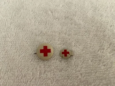 2 Vintage Antique Red Cross Tin Metal Lapel Pins - Image 1 of 4