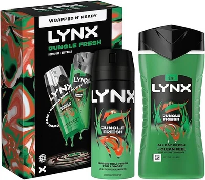 Lynx Gift Set Jungle Fresh Duo with Body Wash and Body Spray Perfect for Any Occ
