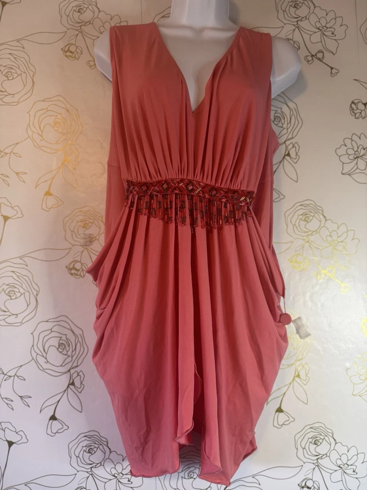 Vestido Randolph Duke The Look Mini Cóctel Cuentas Talla 1x Extra Grande 046 Nuevo con Etiquetas Foto 1 de 4