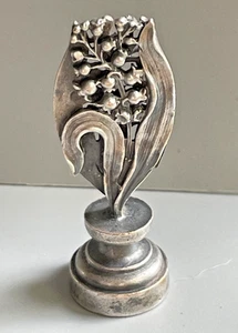 ART NOUVEAU stamp strand of lily of the valley encrypted A.S. Lily Of The Valley Silver Metal - Picture 1 of 6