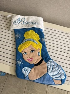 Disney Princess Cinderella Blue Plush Christmas Holiday Stocking - Picture 1 of 2