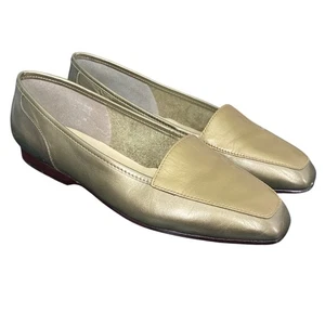 VTG Enzo Angiolini Womens Leather Loafers Size 7.5 Slip On Two-Tone Gold - Picture 1 of 9