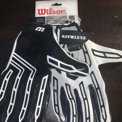 Guantes receptores de fútbol americano Wilson súper agarre adulto talla mediana negro blanco NUEVO Foto 1 de 4