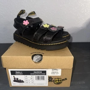 NWT DR. MARTENS Klaire Black With Multi Color Flower Sandal, size 4 - NIB - Picture 1 of 5
