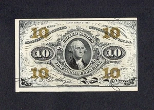 1863 10¢ Fractional Currency – Washington – Fr.1255 – Choice AU Civil War Note - Picture 1 of 2