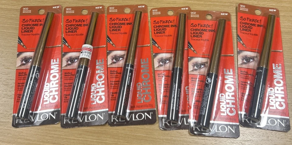 6 (SIX) PACK REVLON SO FIERCE CHROME INK LIQUID LINER FLEXIBLE TIP 902 BRONZAGE - Image 1 of 1
